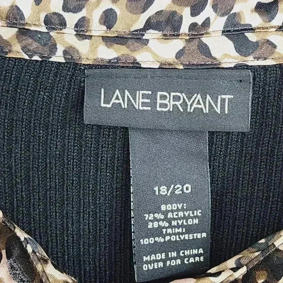 Lane Bryant Leopard Collar Pullover Ribbed Sweater Women's 18/20 Black Brown - Picture 5 of 7